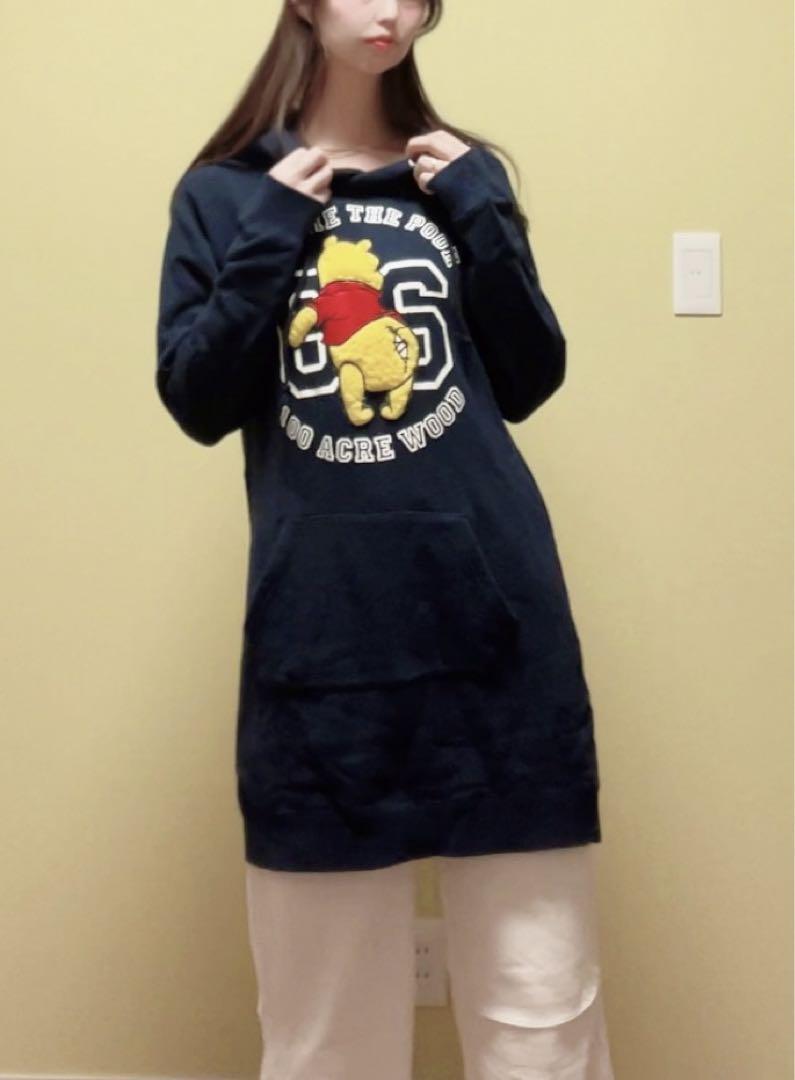 【美品】X-girlくまのプーさんパーカーワンピース ディズニー 羽生結弦
