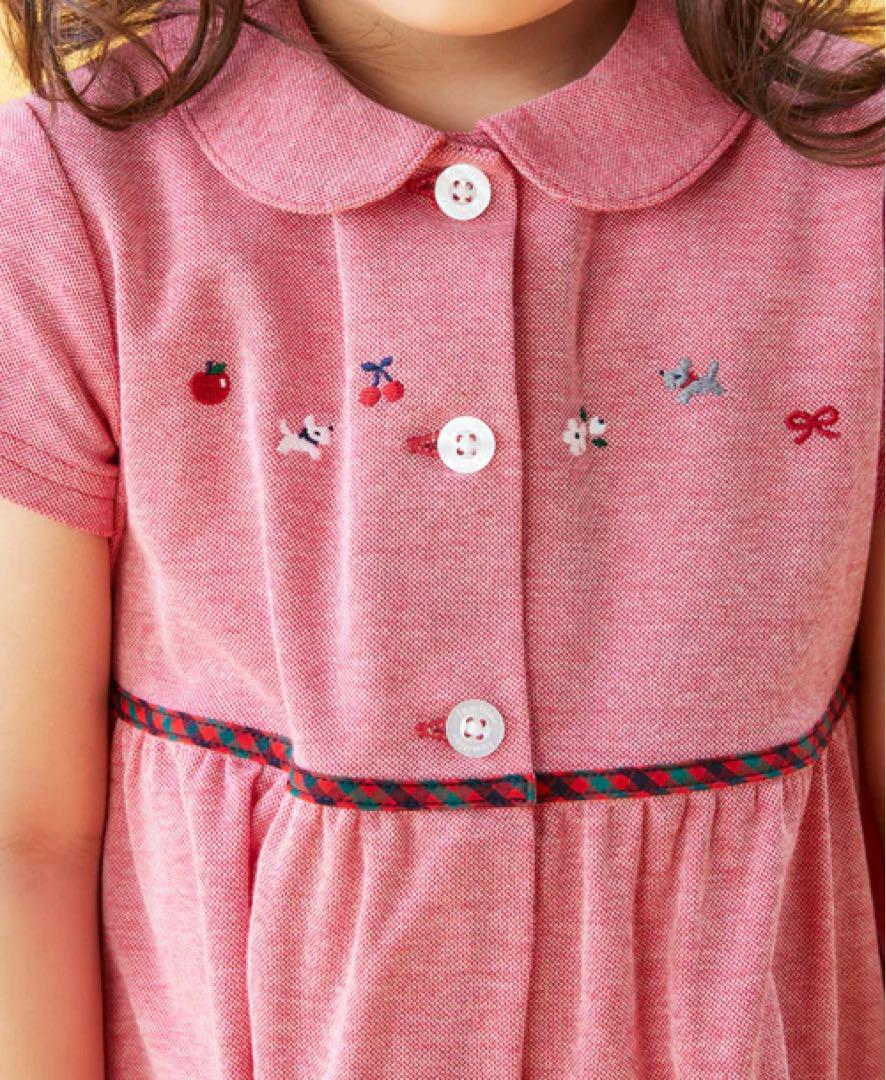familiar鹿の子素材刺繍ワンピース90