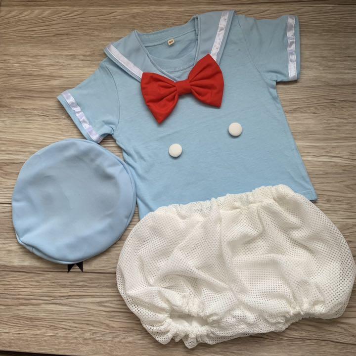 夏用　ドナルド　コスプレ　コスチューム　ハンドメイド　水色