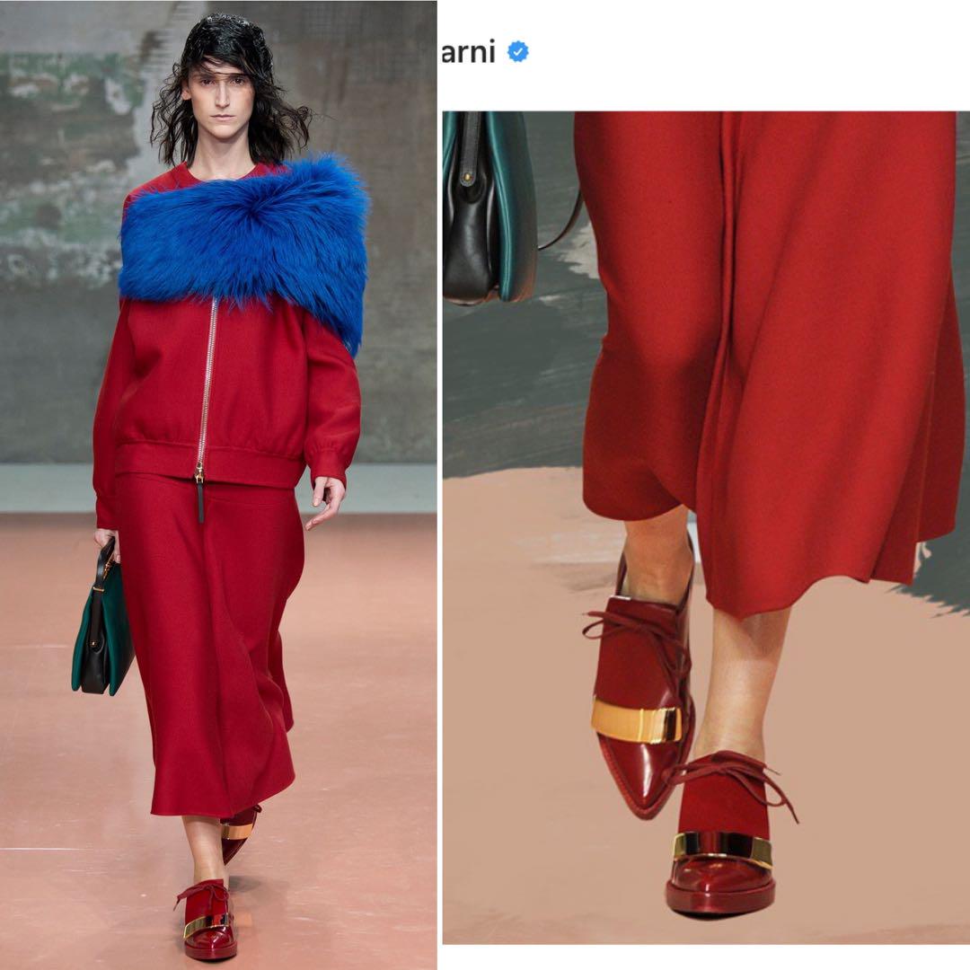 【MARNI】RED メタルプレート キルトタン Oxford SHOES