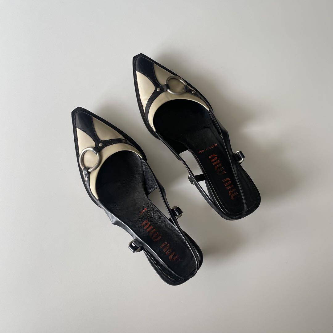 靴 S/S2000 Miu Miu Strap Leather Heels 37