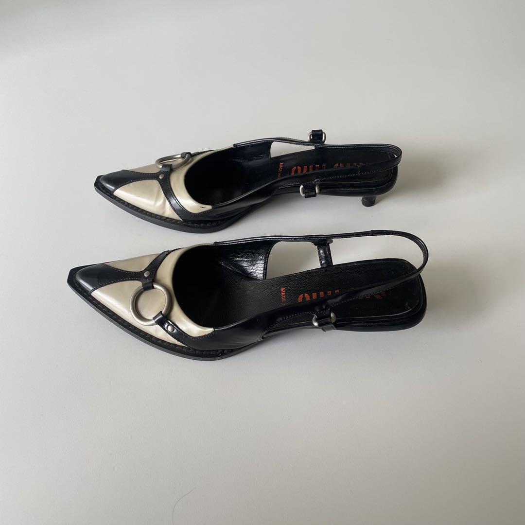 靴 S/S2000 Miu Miu Strap Leather Heels 37
