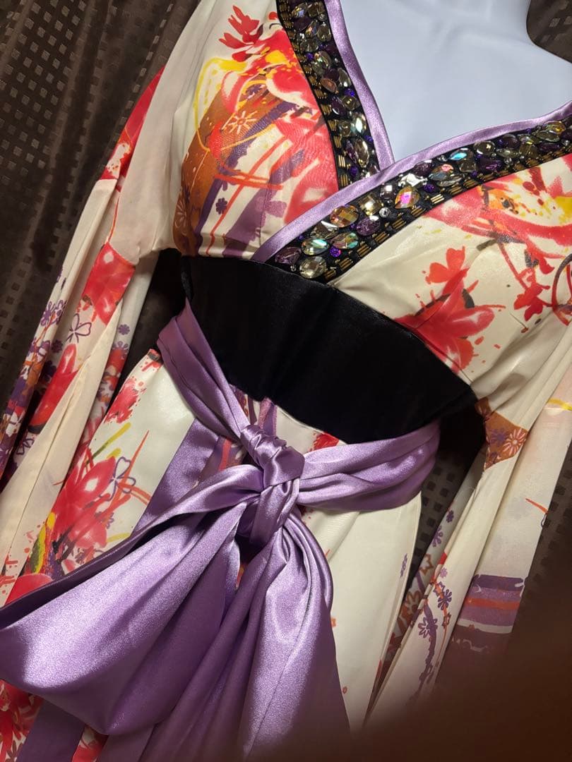 Ryuyu＊ビジュー付パッド入り高級花魁ロングドレスbeXL