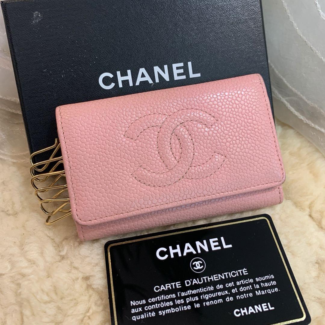 CHANEL キャビアスキン 6連キーケース キーホルダー ピンク ココマーク