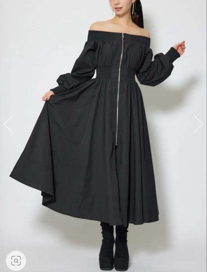 リエンダ rienda MA-1オフショルロングスリーブワンピース黒SS rienda MERCADOAVALIA_COM_BR