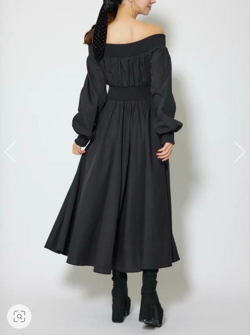 MA-1オフショルロングスリーブワンピース黒SS