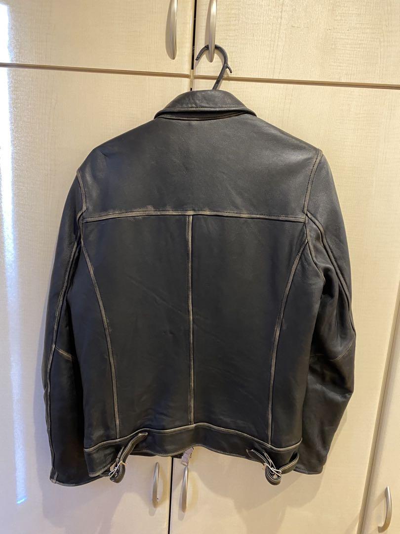 ナノユニバース　黒レザーシングルライダースジャケット