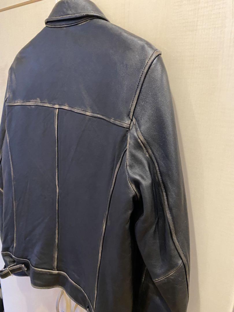 ナノユニバース　黒レザーシングルライダースジャケット