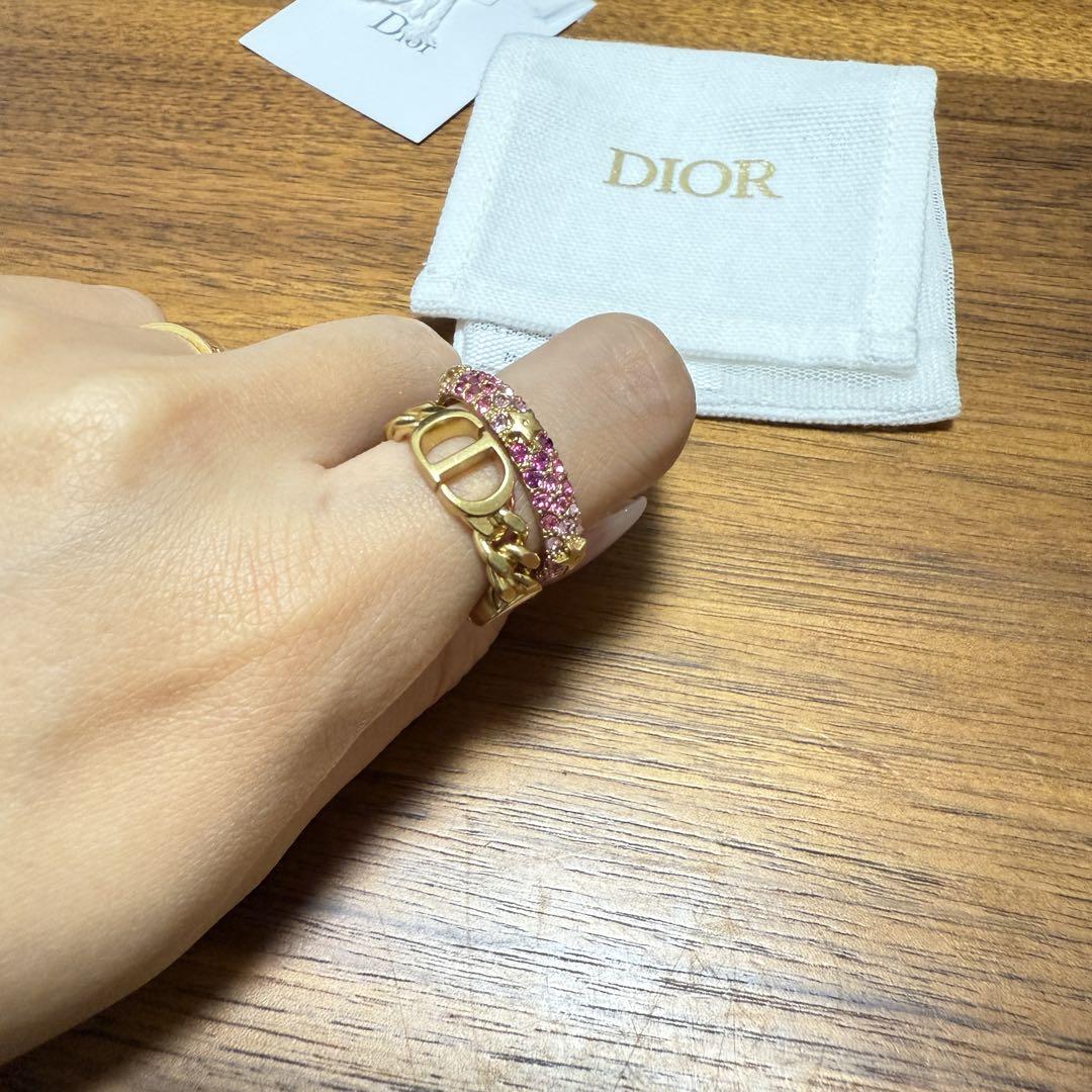 エレガント♪【Dior】Petit CD リングセット ピンク ホワイトS