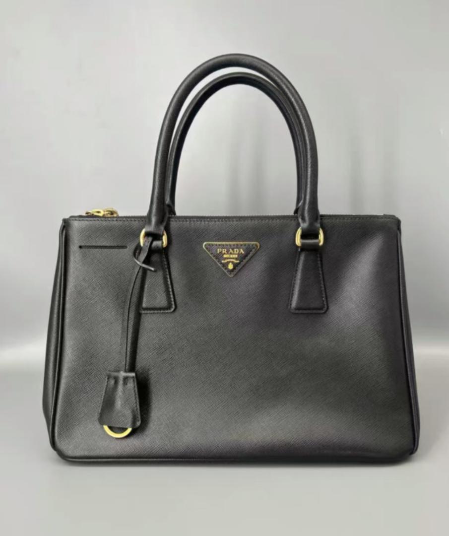 極美品 PRADA 肩がけ トートバッグ ブラック ナイロン レザー