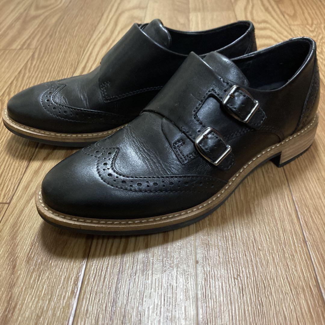 ecco ダブルモンク ドレスシューズ 22cm 黒 ブラック