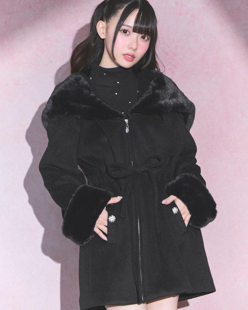 ミシェルマカロン ウエストリボンファーコート テディベアウエストリボンコート ミシェルマカロン ウエストリボンコート michellMacaron - メルカリ