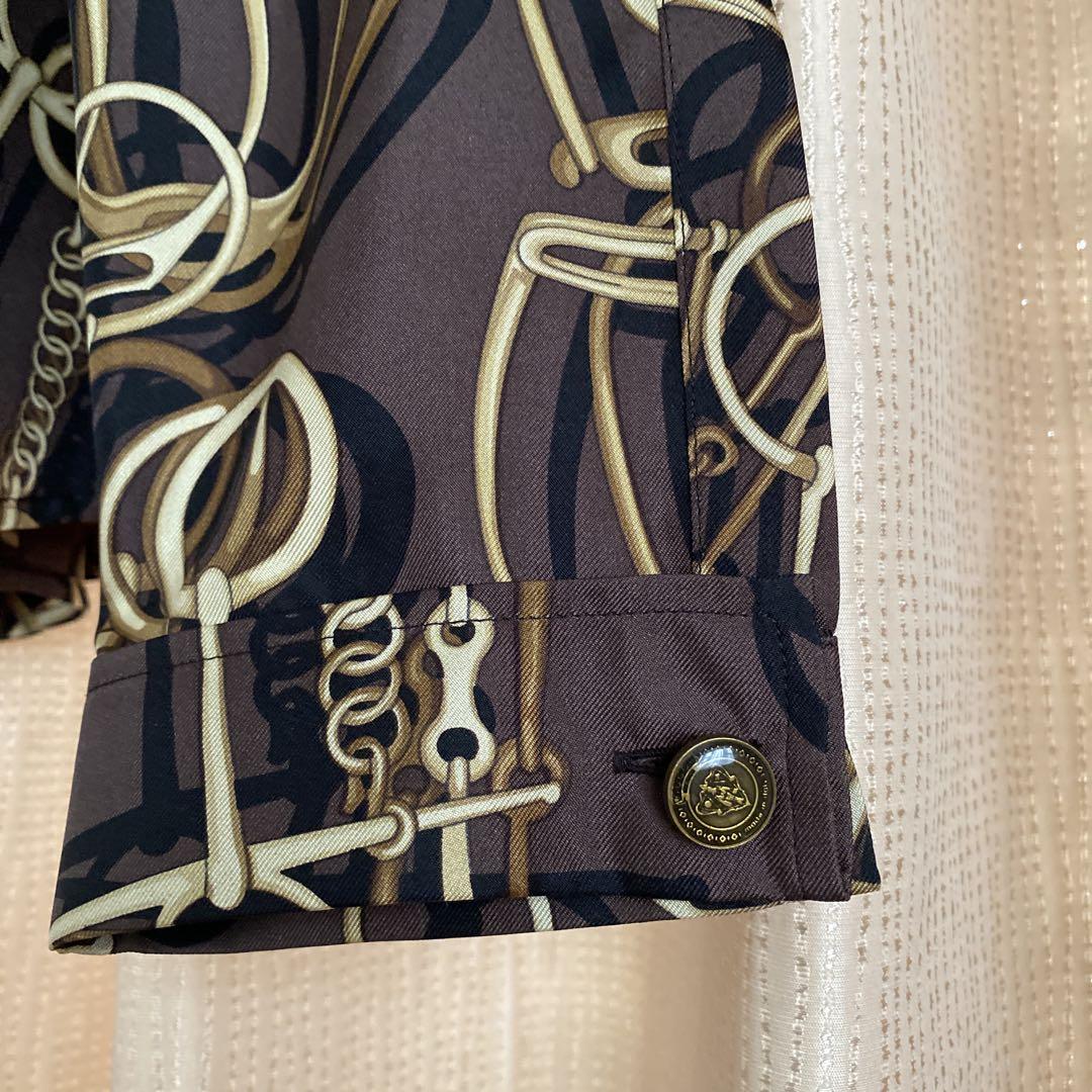 美品】GUCCI チェーンパターン シルク長袖シャツブラウス42