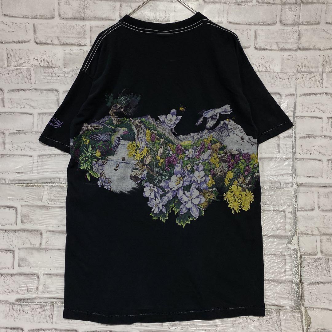 特売 USA製90sヴィンテージTシャツ！シングルステッチ ブラック半袖 トップス