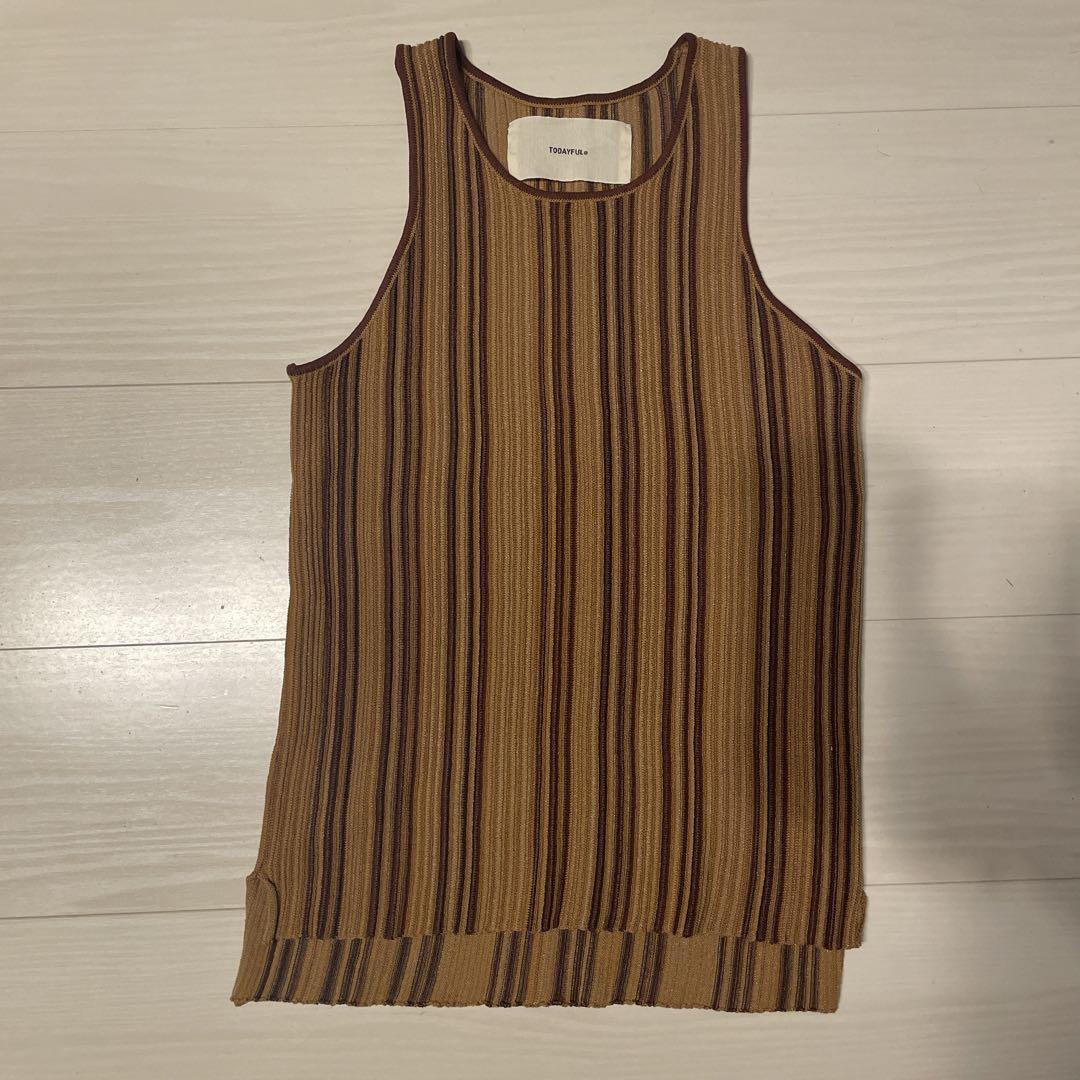 公式の店舗 todayful トゥデイフル ストライプニットタンク トップス