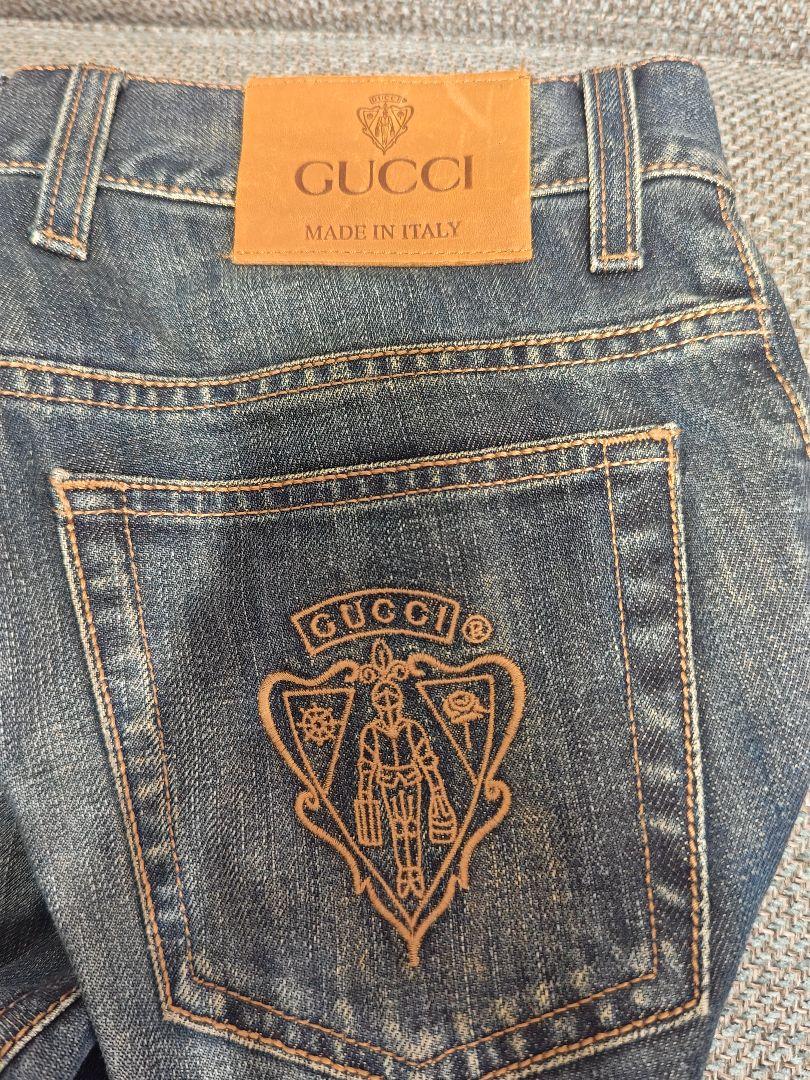 ☆希少モデル☆GUCCI メンズ デニム ジーンズ イタリア製 エンブレム刺繍