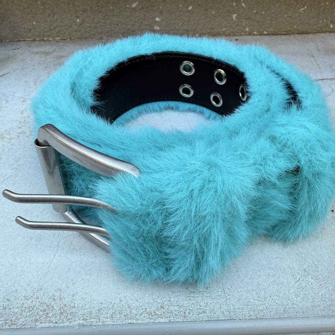 即日発送 ファーベルト fancy fur long belt ブラック AFB