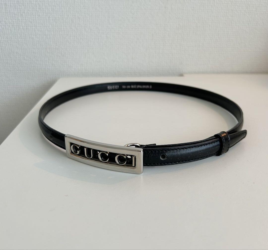【美品】グッチ　シルバーバックル　細ベルト　ビンテージ