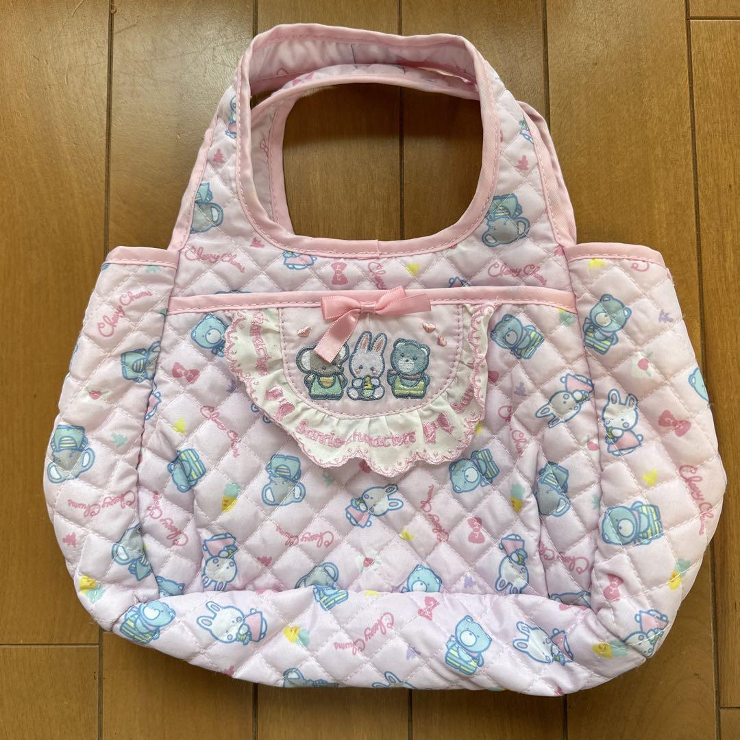 サンリオ　チアリーチャム　バッグインバッグ　中古 レトロ可愛い♡】チアリーチャム キルティング バッグインバッグ