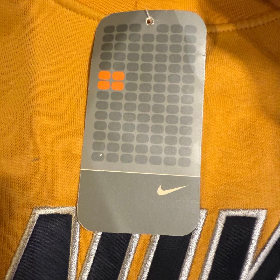 90s NIKEイエロースウェットシャツデッドストック刺繍センターロゴ　Mサイズ