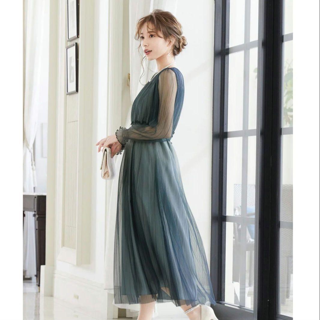 【極美品】niana ニアナ グラデーションチュールプリーツワンピース ドレス