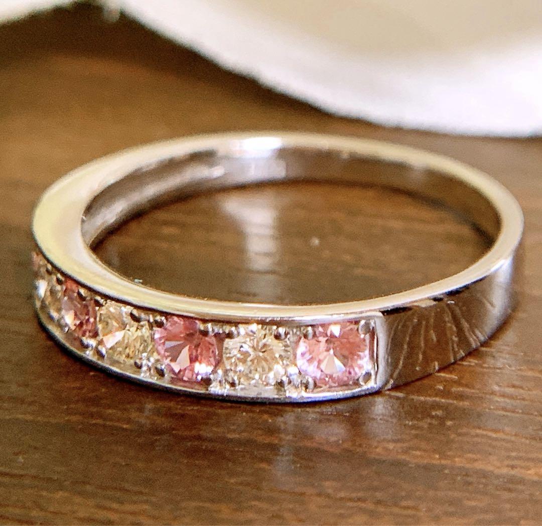 計0.57CT プラチナパパラチャサファイアダイヤリング