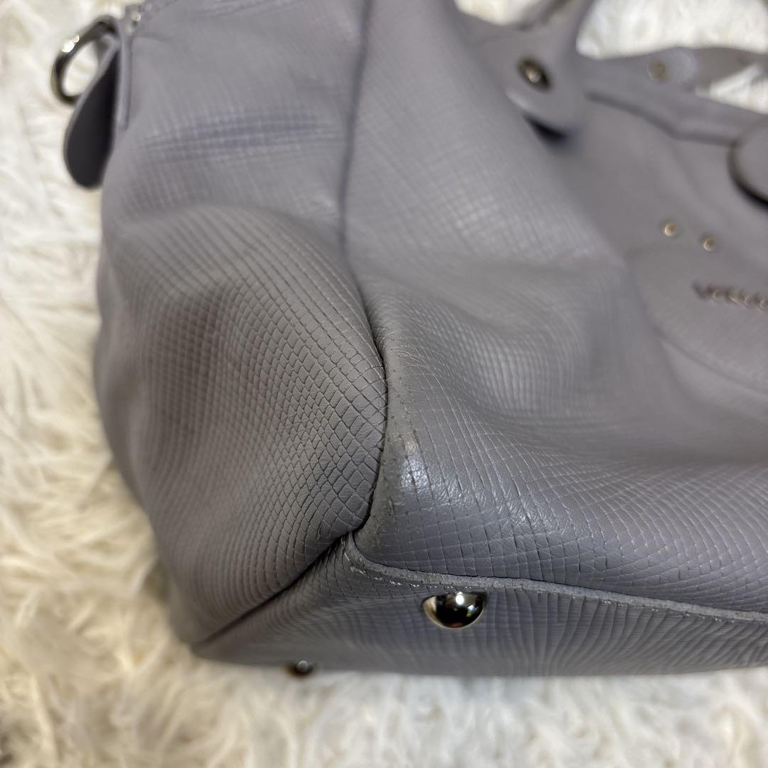 美品☆【ロンシャン】クアドリ　ブルーグレー　2way ショルダー　ハンド　バッグ
