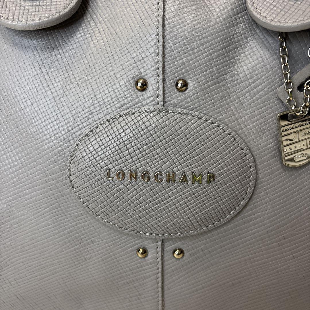 美品☆【ロンシャン】クアドリ　ブルーグレー　2way ショルダー　ハンド　バッグ