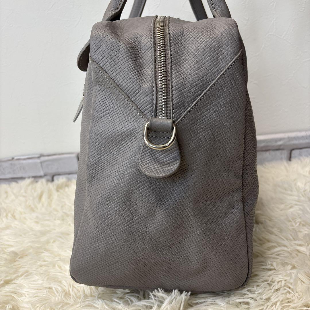 美品☆【ロンシャン】クアドリ　ブルーグレー　2way ショルダー　ハンド　バッグ