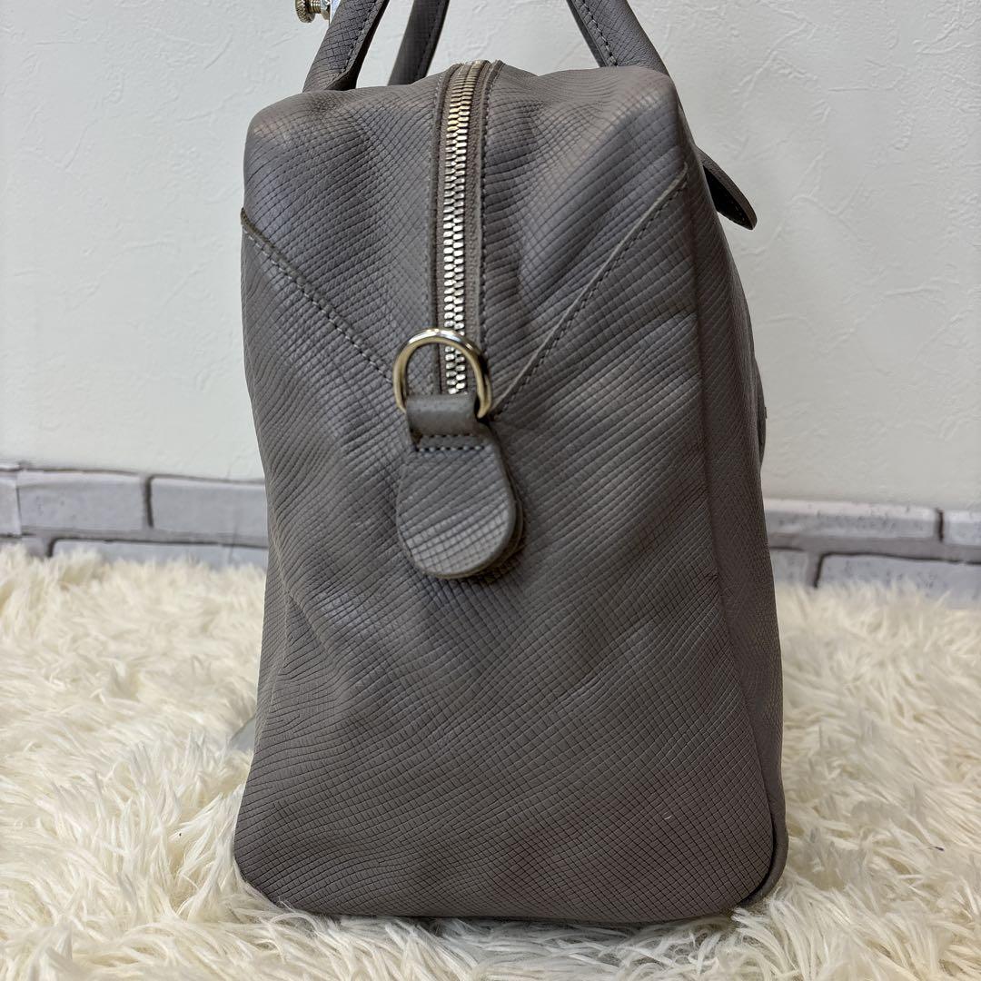 美品☆【ロンシャン】クアドリ　ブルーグレー　2way ショルダー　ハンド　バッグ
