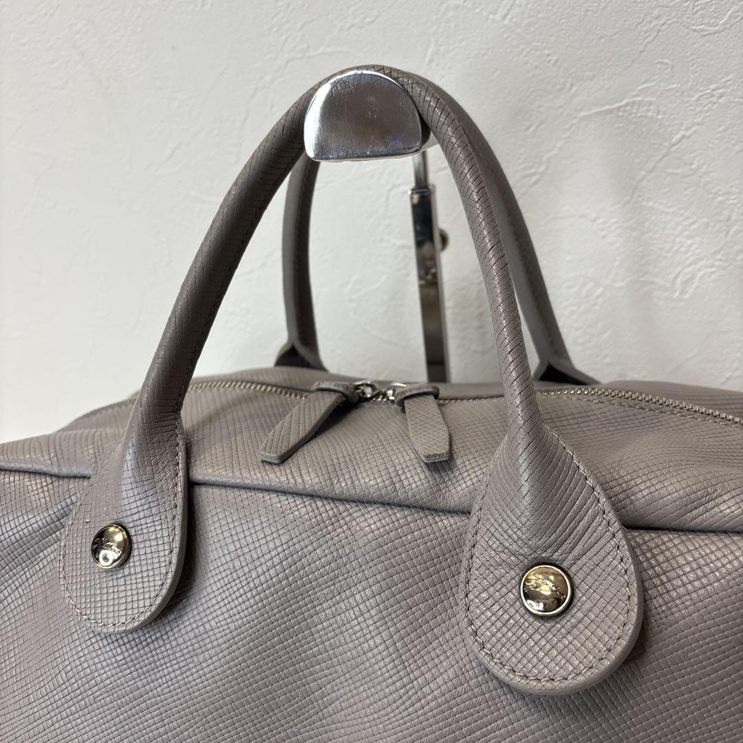 美品☆【ロンシャン】クアドリ　ブルーグレー　2way ショルダー　ハンド　バッグ