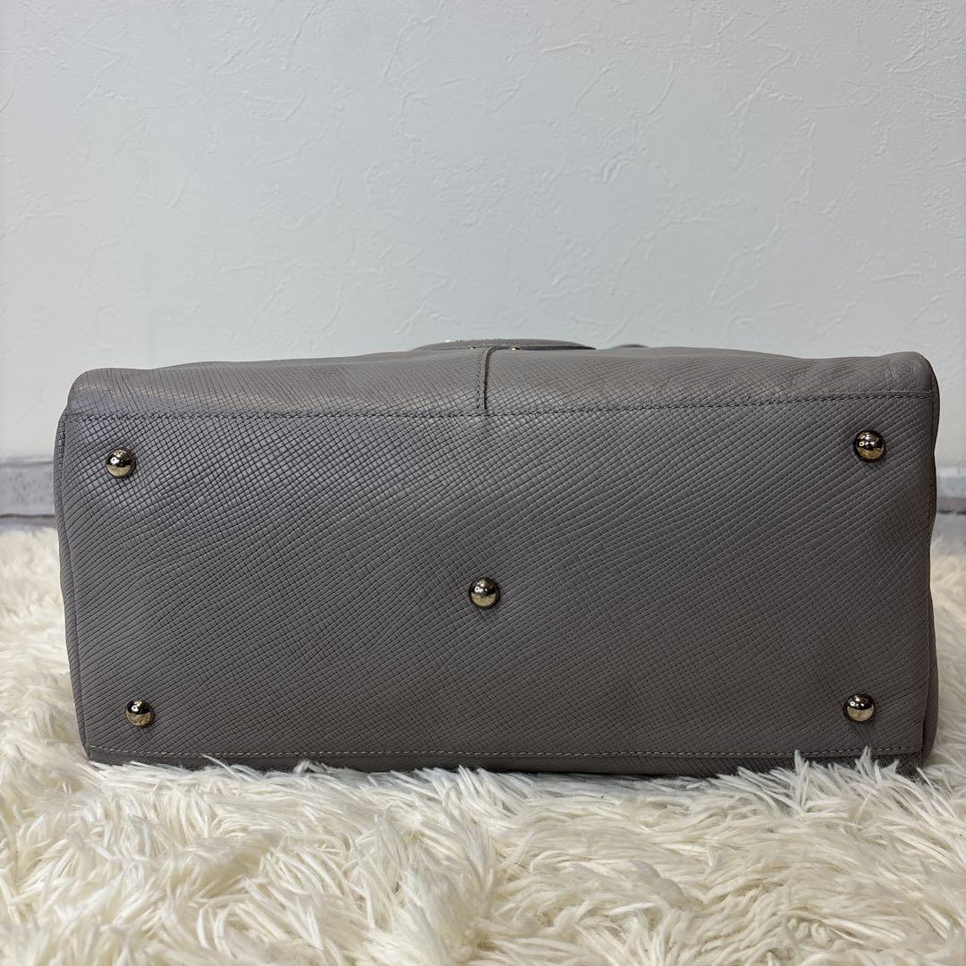 美品☆【ロンシャン】クアドリ　ブルーグレー　2way ショルダー　ハンド　バッグ