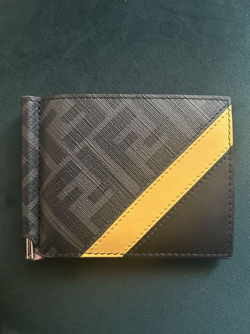 スーパーセール 半額タイムセール FENDI フェンディ マネークリップ ズッカ ダイアゴナル イエロー 小物