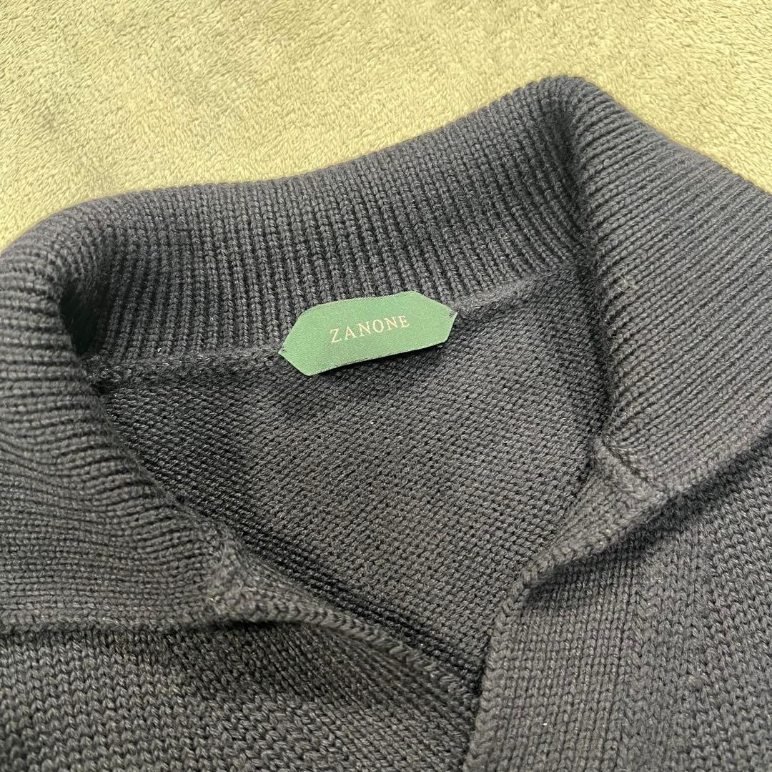 ザノーネ スキッパーニット セーター ウール ネイビー 50 ザノーネ スキッパーニット セーター ウール ネイビー 50