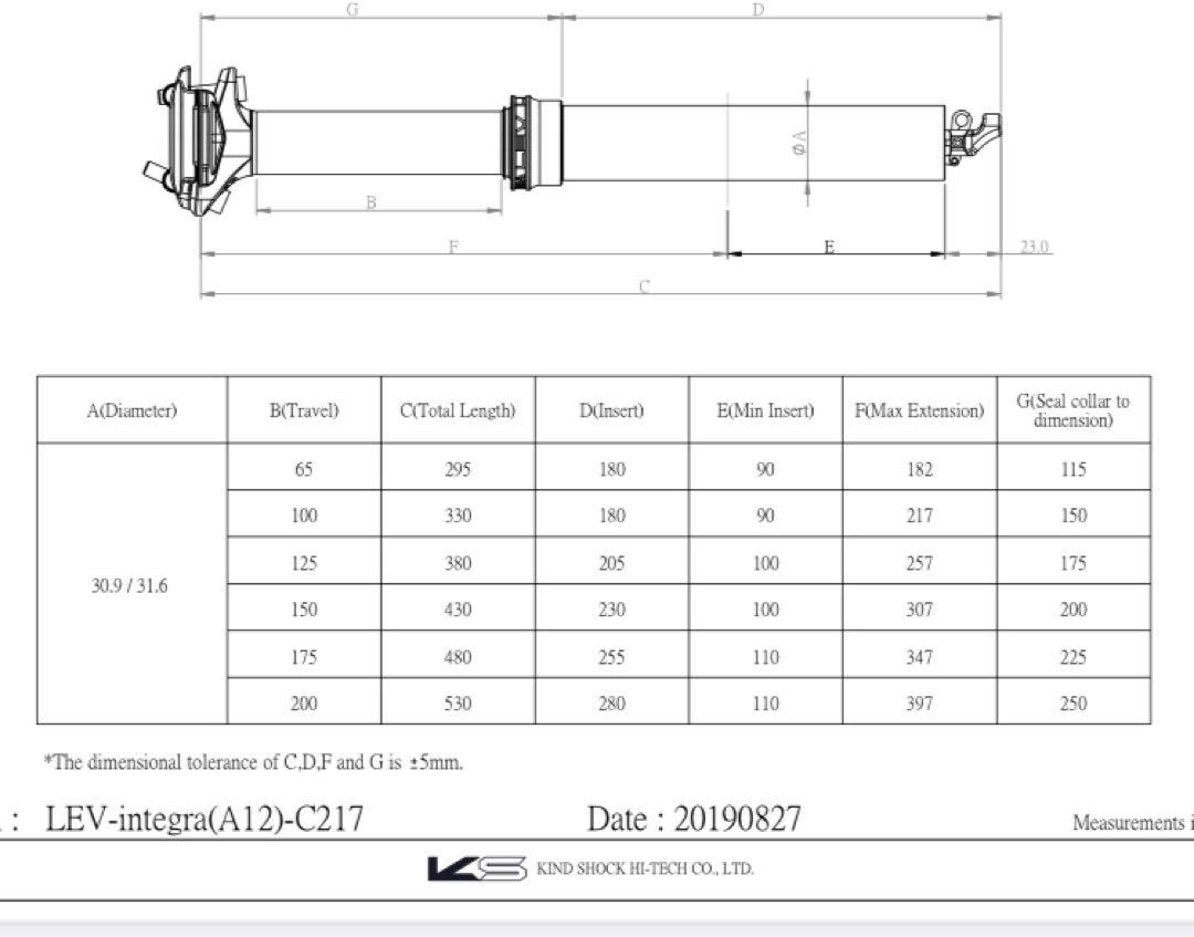 KIND SHOCK ドロッパーポストLEV INTEGRA 31.6 美品