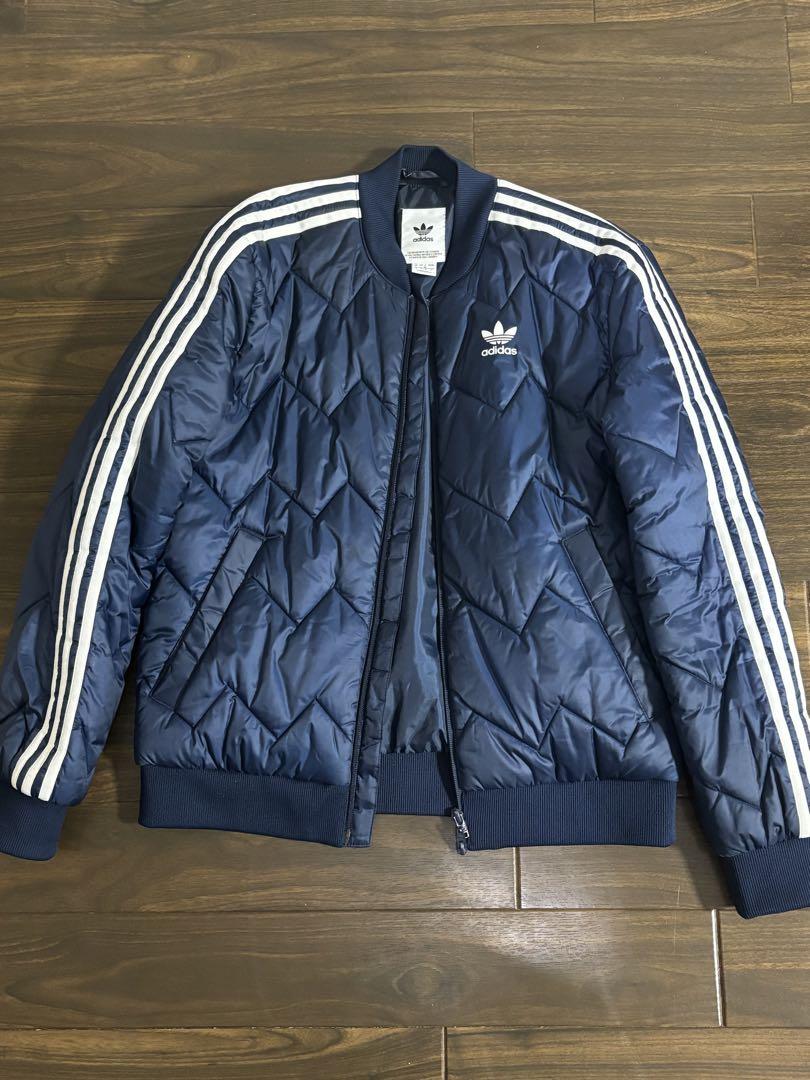 adidas ネイビー キルティングジャケット M