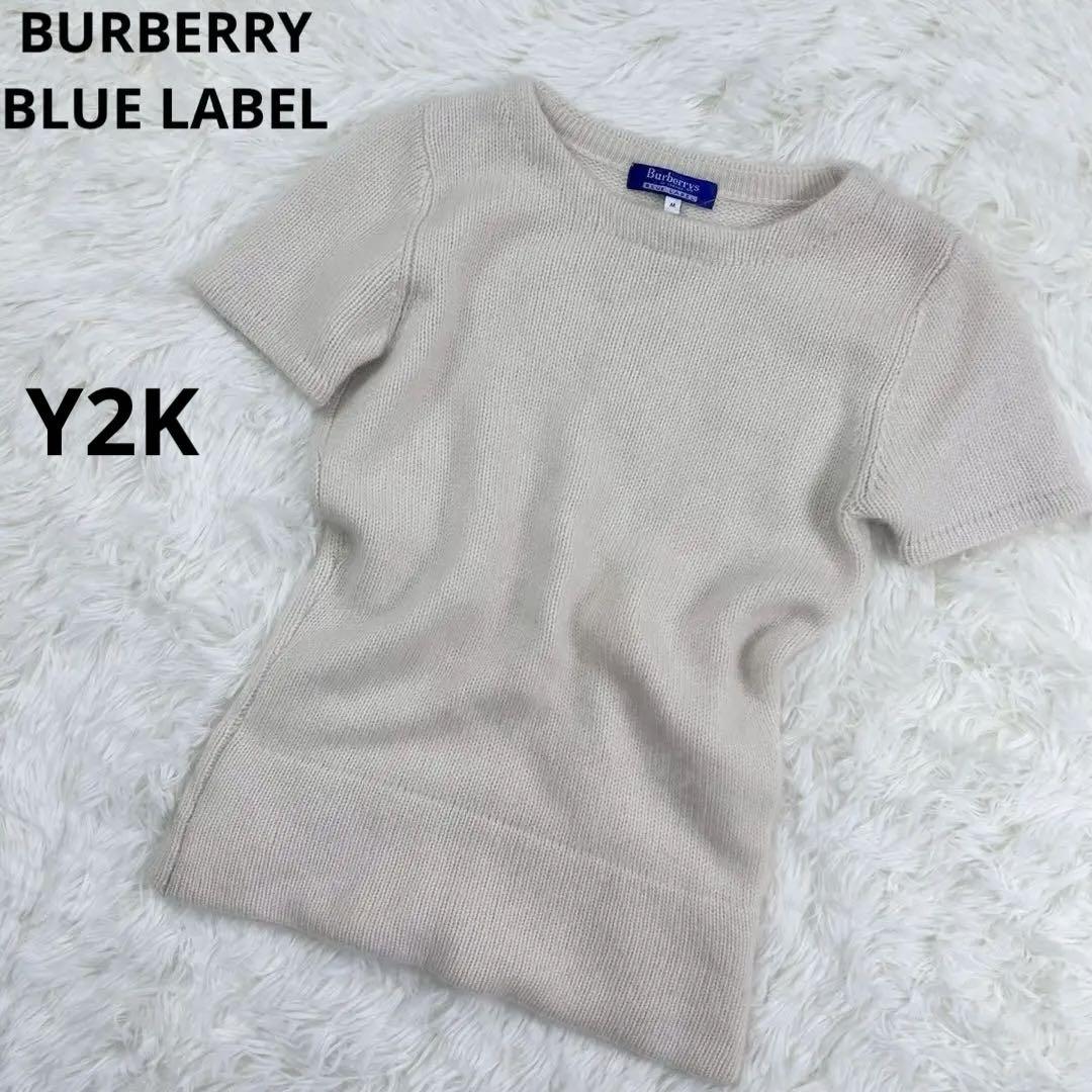 良品 Y2K バーバリーブルーレーベル カシミヤニット 半袖