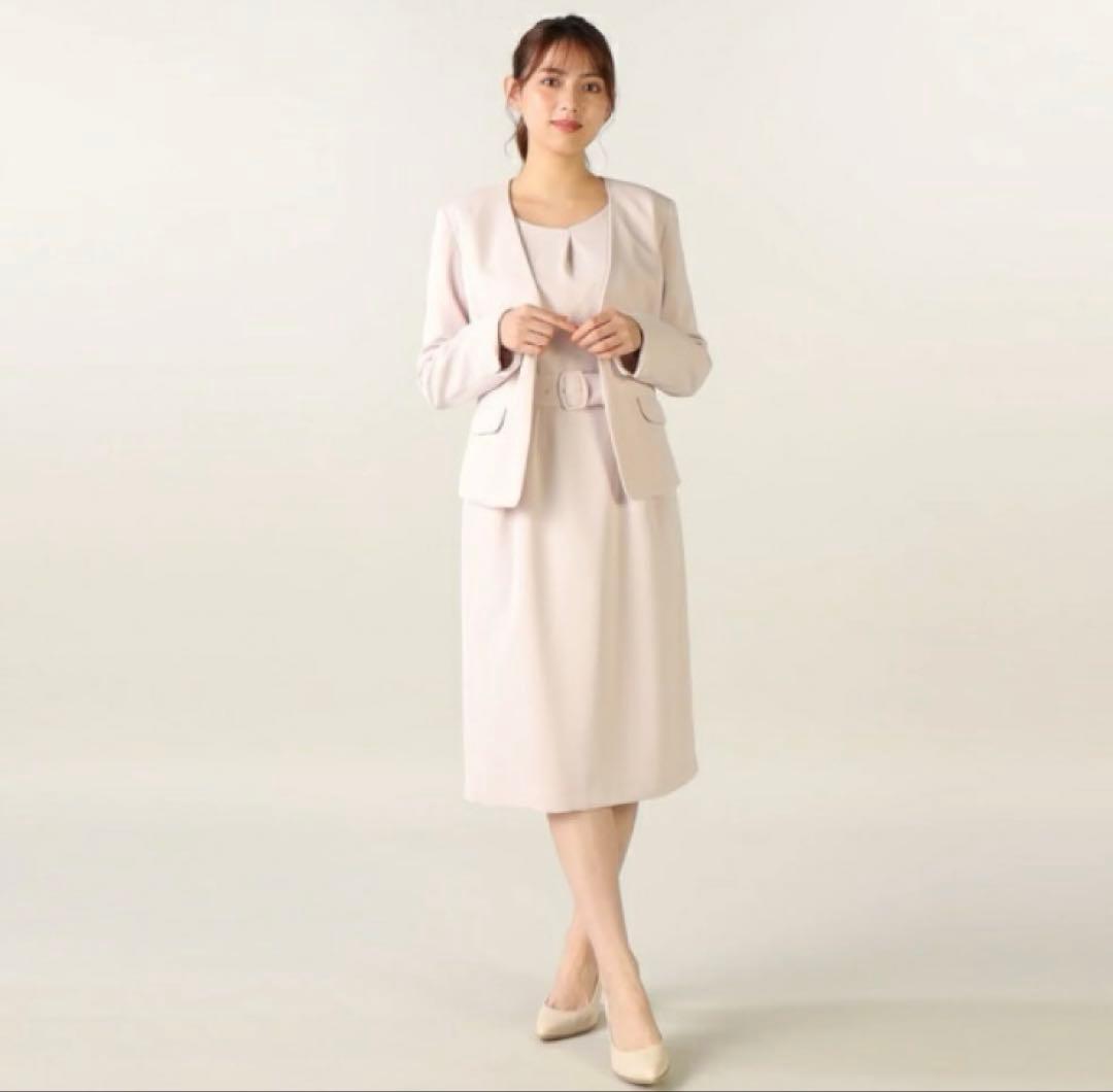 2点セット【洗える】Vカラージャケット　ワンピース　デビュードフィオレ　40