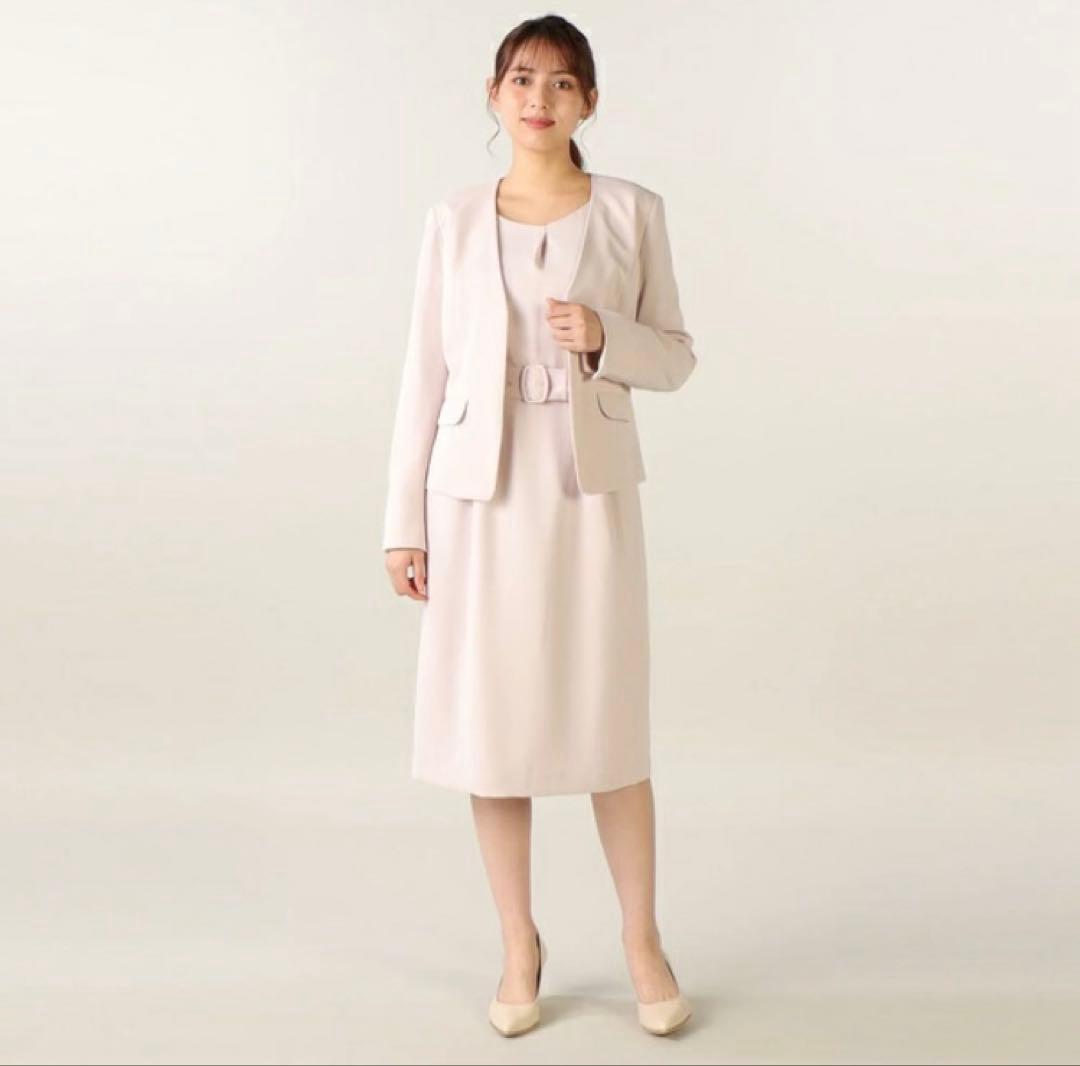 2点セット【洗える】Vカラージャケット　ワンピース　デビュードフィオレ　40