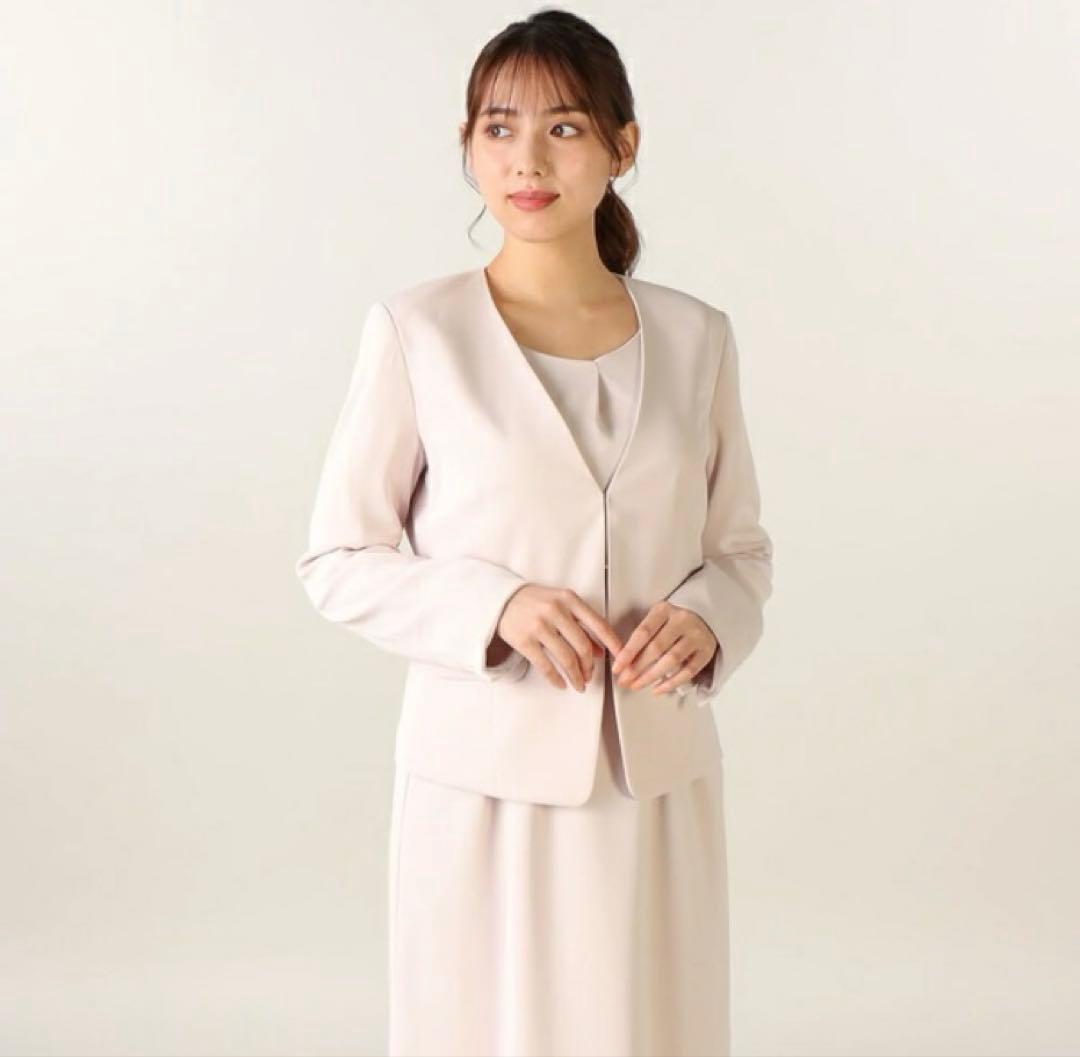 2点セット【洗える】Vカラージャケット　ワンピース　デビュードフィオレ　40