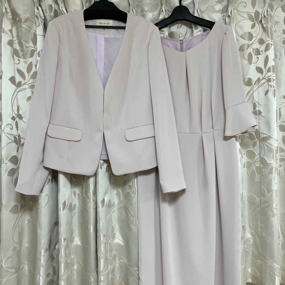 2点セット【洗える】Vカラージャケット　ワンピース　デビュードフィオレ　40