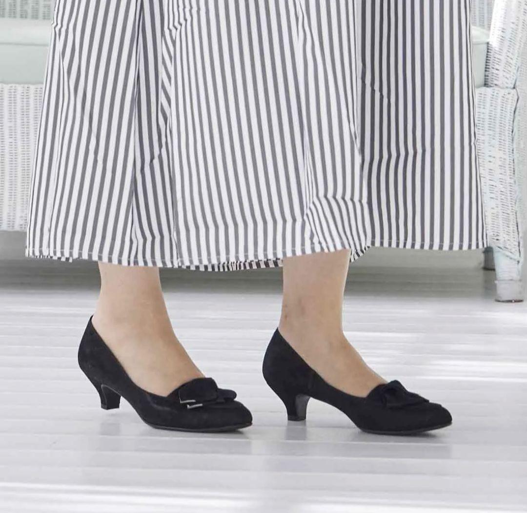 ◆未使用：Riz raffinee 本革パンプス 黒 4.5cmヒール