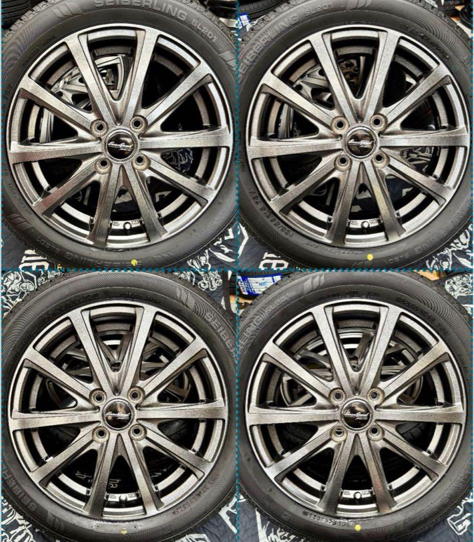 ㉙165/55R15新品タイヤ4本と中古美品ホイールとナット付き