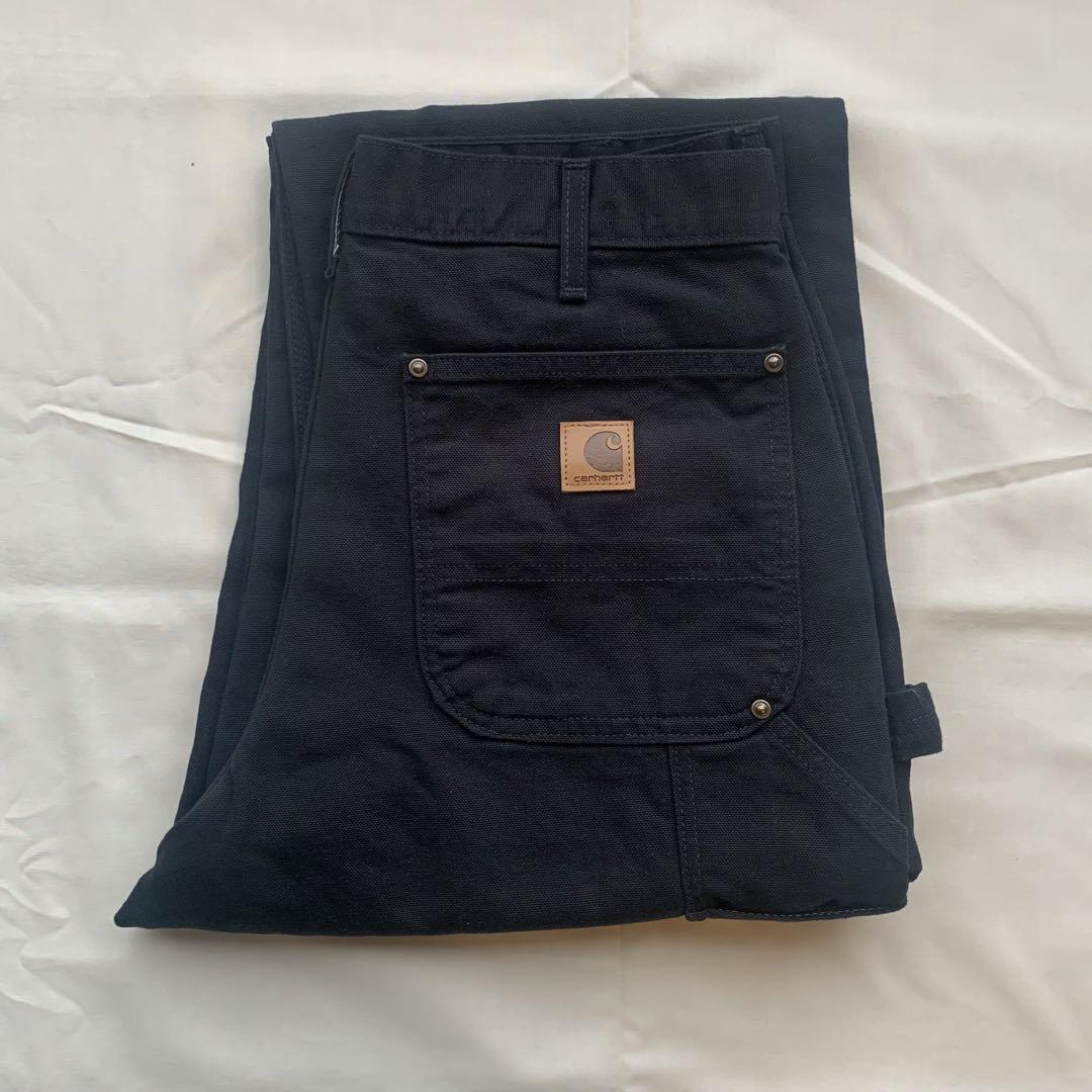 新品USCarhartt Washed ダブルニー ダックパンツ ブラックW32