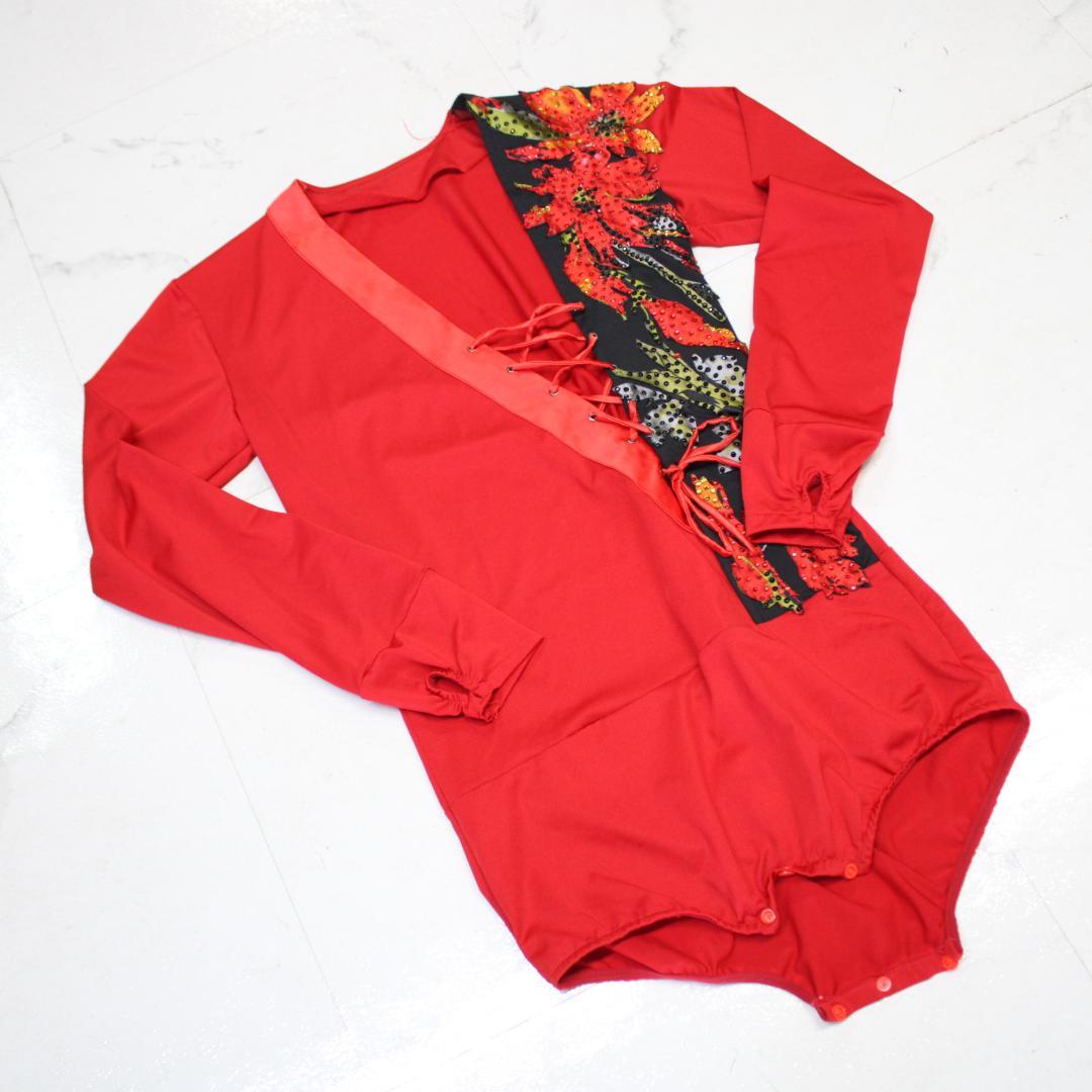 バイヤー厳選用品 社交ダンス衣装】レッド トップス メンズ WEARS DANCE LATINO 社交ダンス