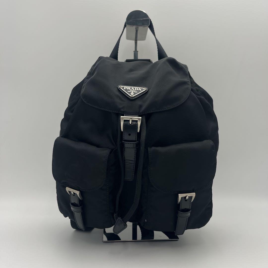 【美品】プラダ リュック バックパック ミニ 三角ロゴプレート ナイロン レザー