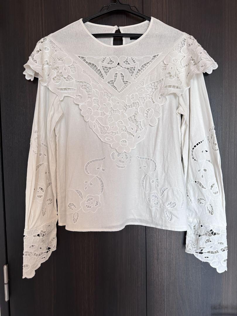 ISABEL MARANT レース装飾付きホワイトブラウス 34