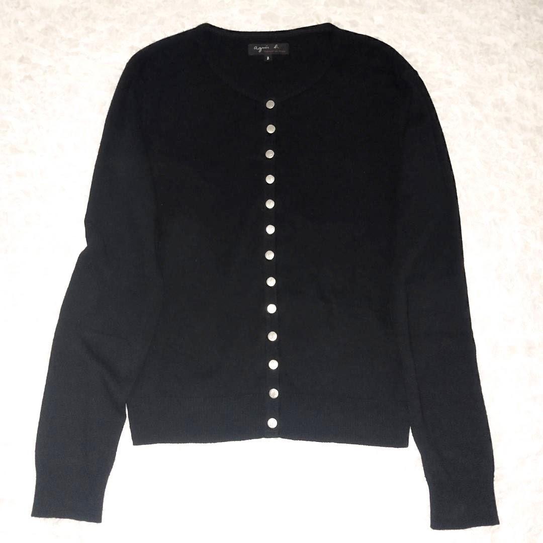 アニエスベー agnes b プレッション カーディガン コットン ニット M