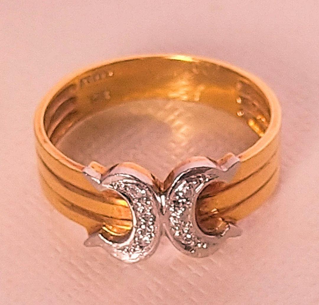 １８金 ゴールド リング プラチナ ダイヤモンド 指輪✨良品✨