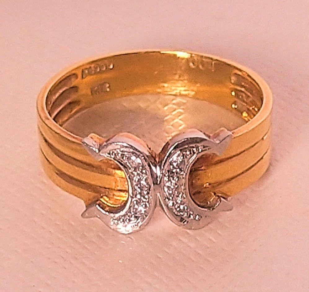 １８金 ゴールド リング プラチナ ダイヤモンド 指輪✨良品✨